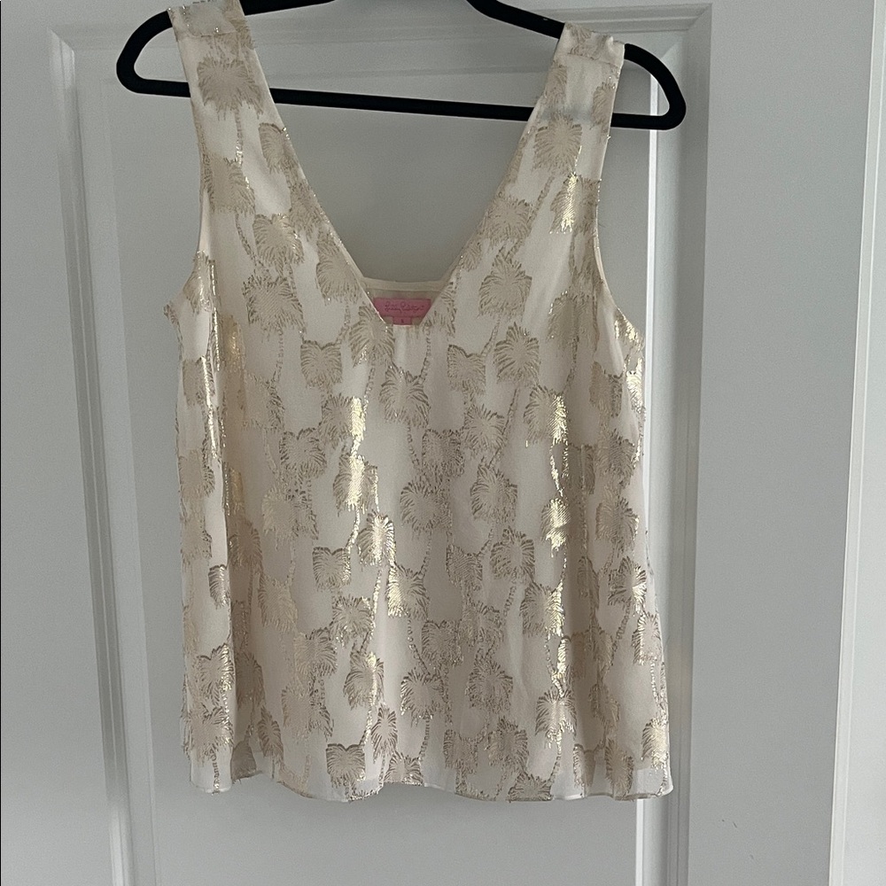 Lilly Pulitzer Gold and Cream Patterned Top